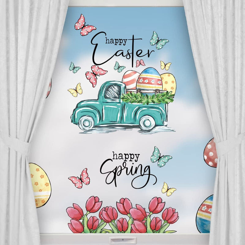 Horaldaily 25 PCS Easter Window Cling Sticker, Happy Easter Spring Egg Flower Truck Gnome Window Decal for Home Party Supplies Shop Window Glass Display Decoration Home & Garden > Decor > Seasonal & Holiday Decorations Horaldaily   