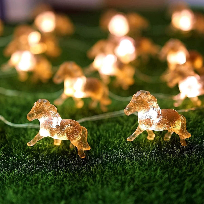 Horse Fairy String Lights Cute Pony Decorative Lights 20 Leds Night Light 8.5Ft Battery Operated with Remote for Bedroom Farmhouse Home Holiday Thanksgiving Decoration