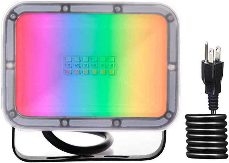 Houssem LED Flood Lights Outdoor 10W, RGB Color Changing Lighting with Remote, IP67 Waterproof, Dimmable Plug in Outdoor Floodlights for Garden, Yard, Party and Patio Home & Garden > Lighting > Flood & Spot Lights Houssem 10W with Plug  
