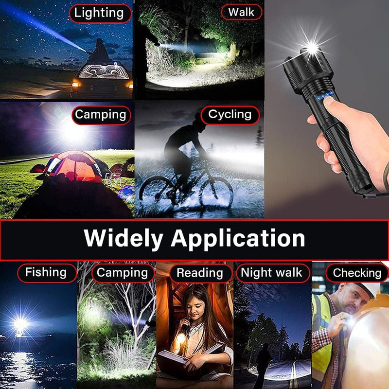 Hoxida Rechargeable LED Tactical Flashlights High Lumens, 10000 Lumens XHP50 Super Bright LED Flashlight, Zoomable, IPX6 Waterproof, 5Modes, Powerful Handheld Flashlight for Camping, 2PCS Hardware > Tools > Flashlights & Headlamps > Flashlights Hoxida   