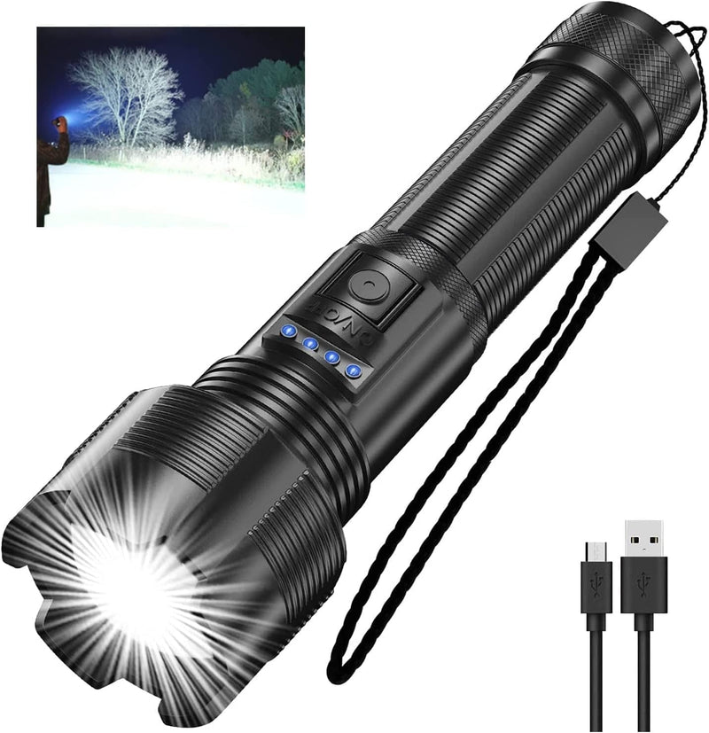 Hoxida Rechargeable LED Tactical Flashlights High Lumens, 10000 Lumens XHP50 Super Bright LED Flashlight, Zoomable, IPX6 Waterproof, 5Modes, Powerful Handheld Flashlight for Camping, 2PCS Hardware > Tools > Flashlights & Headlamps > Flashlights Hoxida P50-1pcs  