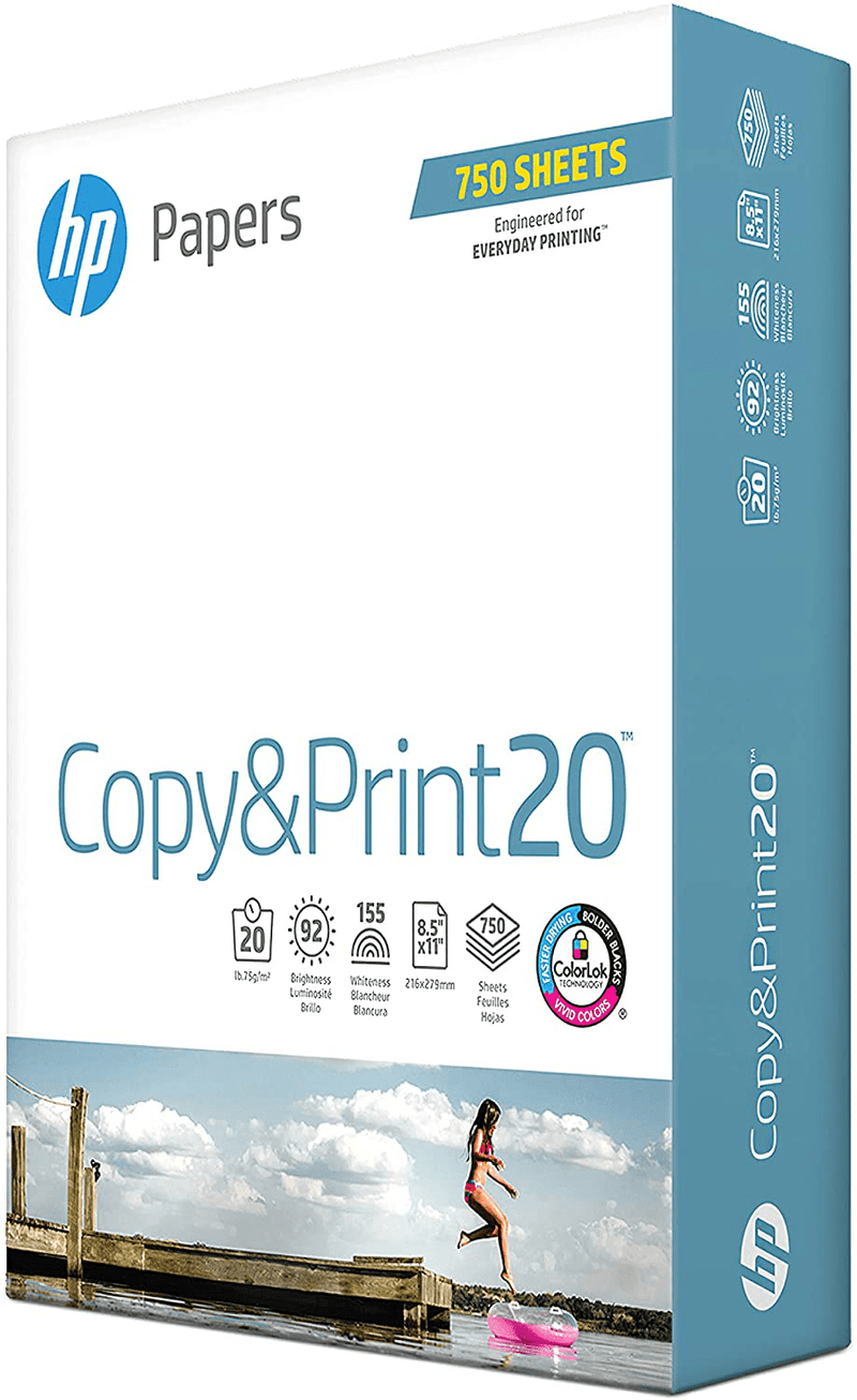 HP Printer Paper | 8.5 x 11 Paper | Copy &Print 20 lb| 6 Pack Case - 2,400 Sheets | 92 Bright | Made in USA - FSC Certified | 200010C Electronics > Print, Copy, Scan & Fax > Printer, Copier & Fax Machine Accessories HP Papers Bulk Pack (8.5x11) 1 Pack 