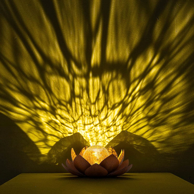 Huaxu Solar Light Outdoor Waterproof Garden Light Metal Glass Decorative LED Lotus Flower Table Lamp