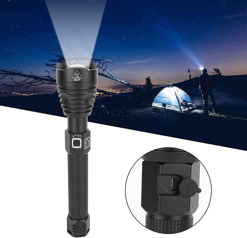 HUBINGRONG LED Rechargeable Telescopic Zoom Flashlight Super Bright Handheld LED Torche Three Modes for Outdoor Camping Hiking Flashlight with Strap Hardware > Tools > Flashlights & Headlamps > Flashlights HUBINGRONG   