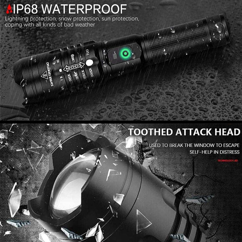 HUSHUI Torch LED Torches Super Bright Outdoor Torches LED Torch XHP50 Telescopic Zoom Multifunctional Torches Emergency Supply with 5 Modes IP65 Waterproof 65 Hardware > Tools > Flashlights & Headlamps > Flashlights HUSHUI   
