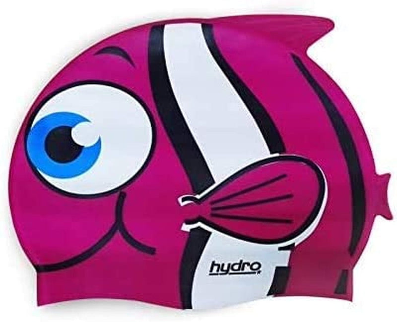 HYDRO Kids Swimming Cap - High Elastic Silicone Waterproof Swim Hat for Children, Boys, Girls - 2 Pack Bathing Cap Blue and Pink Fish Design for Boys Girls Sporting Goods > Outdoor Recreation > Boating & Water Sports > Swimming > Swim Caps HYDRO   