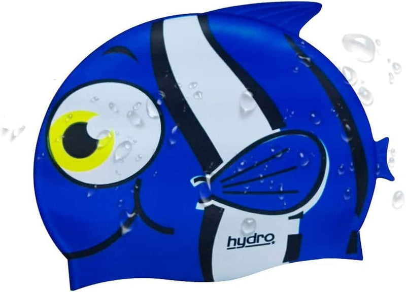 HYDRO Kids Swimming Cap - High Elastic Silicone Waterproof Swim Hat for Children, Boys, Girls - 2 Pack Bathing Cap Blue and Pink Fish Design for Boys Girls Sporting Goods > Outdoor Recreation > Boating & Water Sports > Swimming > Swim Caps HYDRO Blue Fish  