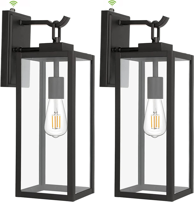 Hykolity Large Size Dusk to Dawn Outdoor Wall Lanterns, 18 Inch Matte Black Porch Lights, Exterior Wall Lighting, Anti-Rust Architectural Outdoor Sconces, ETL Listed, 2 Pack Home & Garden > Lighting > Light Ropes & Strings hykolity   