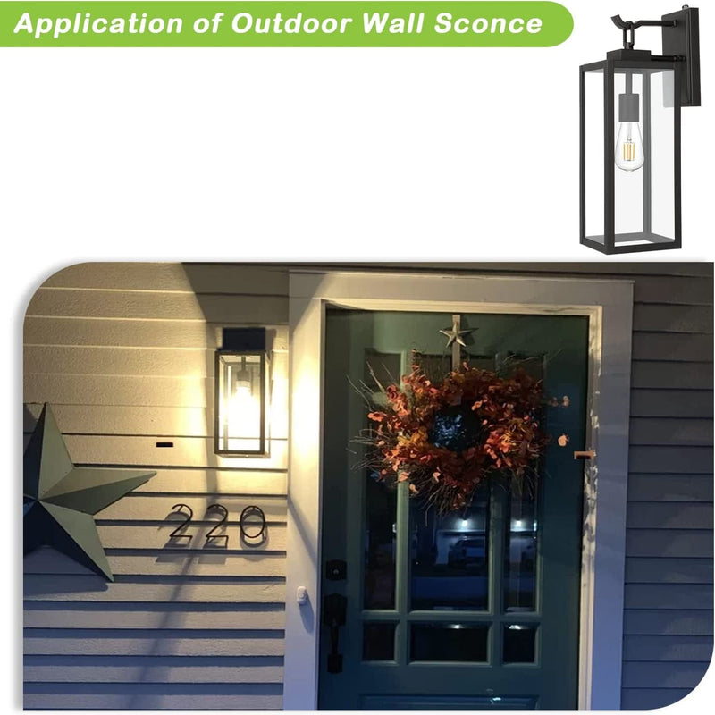 Hykolity Large Size Dusk to Dawn Outdoor Wall Lanterns, 18 Inch Matte Black Porch Lights, Exterior Wall Lighting, Anti-Rust Architectural Outdoor Sconces, ETL Listed, 2 Pack Home & Garden > Lighting > Light Ropes & Strings hykolity   