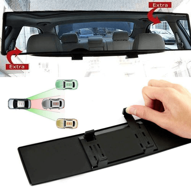 ICBEAMER 11.8" 300mm Easy Clip on Universal Fit Wide Angle Panoramic Auto Interior Rearview Mirror Flat Clear Surface Vehicles & Parts > Vehicle Parts & Accessories > Motor Vehicle Parts > Motor Vehicle Interior Fittings ICBEAMER   