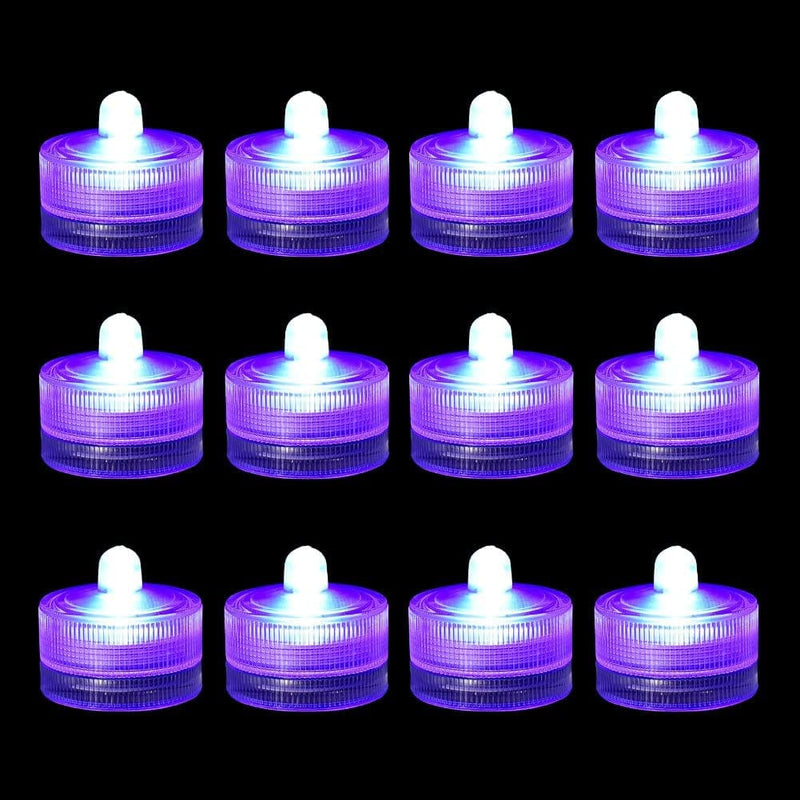 Idyl Light Submersible LED Lights,Waterproof Pool Tea Lights Shower Led Lights Underwater LED Candle Lamp for Aquarium Home Crafts Wedding Party Decorations Fountain (12 Pack, White) Home & Garden > Pool & Spa > Pool & Spa Accessories idyl light Purple  