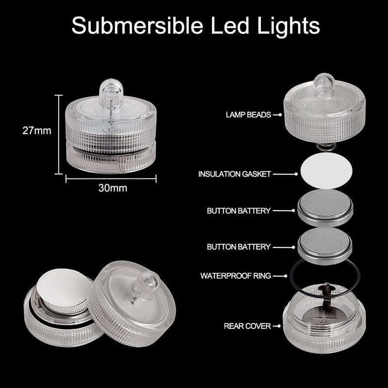 Idyl Light Submersible LED Lights,Waterproof Pool Tea Lights Shower Led Lights Underwater LED Candle Lamp for Aquarium Home Crafts Wedding Party Decorations Fountain (12 Pack, White) Home & Garden > Pool & Spa > Pool & Spa Accessories idyl light   