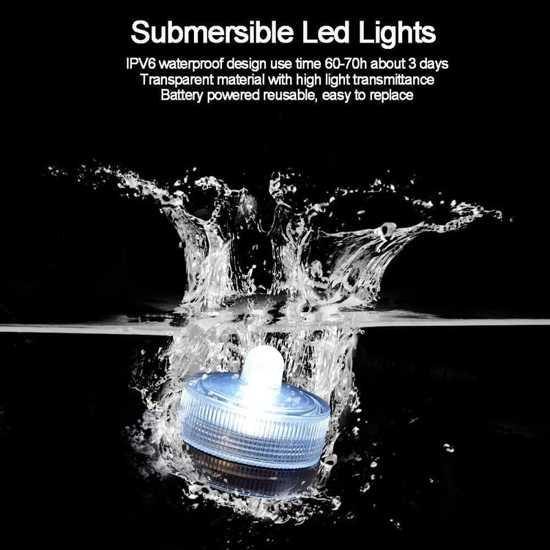 Idyl Light Submersible LED Lights,Waterproof Pool Tea Lights Shower Led Lights Underwater LED Candle Lamp for Aquarium Home Crafts Wedding Party Decorations Fountain (12 Pack, White) Home & Garden > Pool & Spa > Pool & Spa Accessories idyl light   