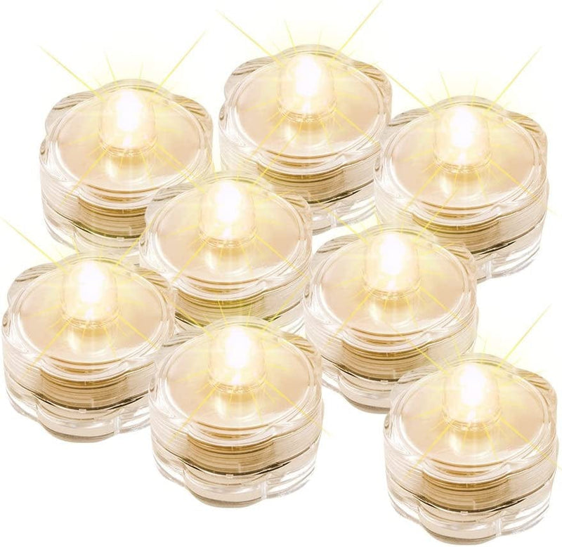 IMAGE 12X LED Waterproof Submersible Tealights Flameless Tealight Battery-Operated Sub Lights for Wedding Christmas Thanksgiving Party Events Home Decor Floral Warm White Home & Garden > Pool & Spa > Pool & Spa Accessories Brainytrade Warm White  