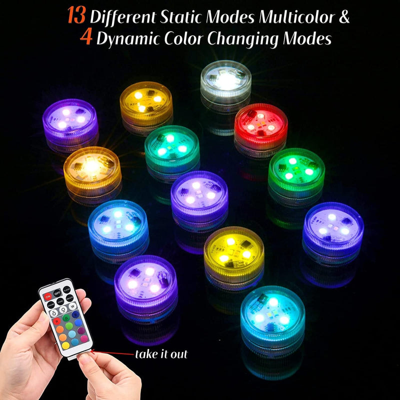 Imodomio Mini Submersible Led Lights with Remotes, Waterproof RGB Color Changing Led Tea Lights Battery Powered, Small Led Light for Vase, Fish Tank, Hot Tub, Party, Halloween, Wedding Decor(10Pcs) Home & Garden > Pool & Spa > Pool & Spa Accessories imodomio   