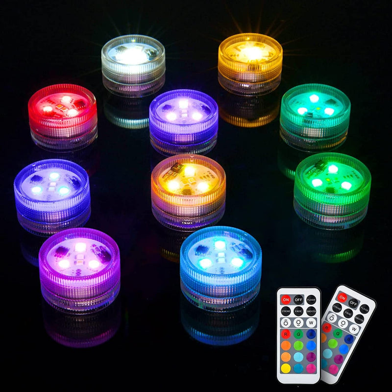 Imodomio Mini Submersible Led Lights with Remotes, Waterproof RGB Color Changing Led Tea Lights Battery Powered, Small Led Light for Vase, Fish Tank, Hot Tub, Party, Halloween, Wedding Decor(10Pcs) Home & Garden > Pool & Spa > Pool & Spa Accessories imodomio   