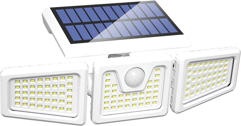 INCX Solar Lights Outdoor with Motion Sensor, 3 Heads Security Lights Solar Powered, 118 LED Flood Light Motion Detected Spotlight for Garage Yard Entryways Patio, IP65 Waterproof 2 Pack Home & Garden > Lighting > Flood & Spot Lights INCX White 1 Pack 