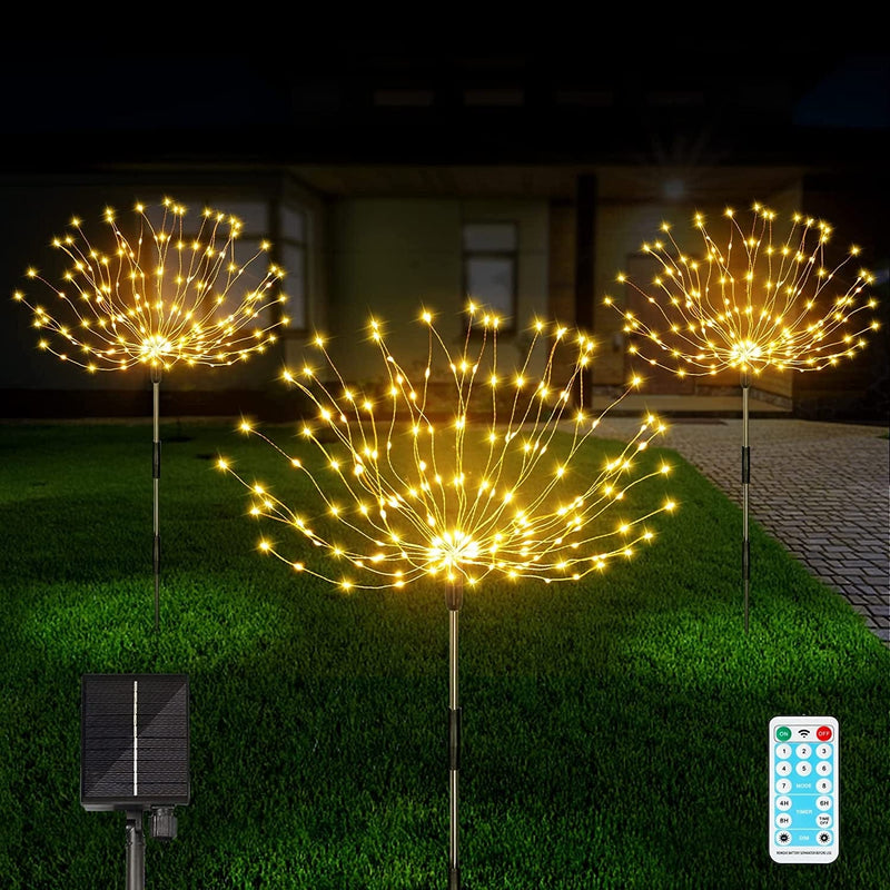 Individual Solar Fireworks Lights Outdoor Waterproof 2 Pack , Each 200 LED Solar Garden Lights Outdoor, 8 Lighting Modes DIY Solar Garden Fireworks Lamps, for Yard Pathway Lawn Landscape(Warm White) Home & Garden > Lighting > Lamps Ryblgled Warm White-120  