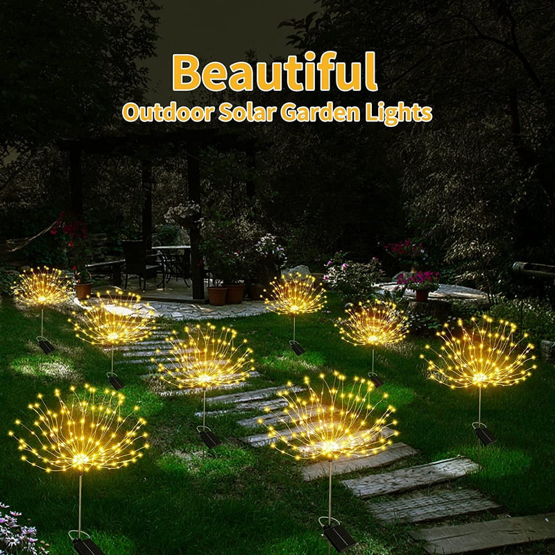Individual Solar Fireworks Lights Outdoor Waterproof 2 Pack , Each 200 LED Solar Garden Lights Outdoor, 8 Lighting Modes DIY Solar Garden Fireworks Lamps, for Yard Pathway Lawn Landscape(Warm White) Home & Garden > Lighting > Lamps Ryblgled   