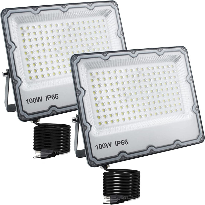 Indmird 2 Pack 100W Led Outdoor Flood Light, Outdoor Security Light, Led Stadium Lights, for Yard, Stadium, Playground, Lawn,Garden, Garages,Basketball Court Home & Garden > Lighting > Flood & Spot Lights Indmird White 100W 