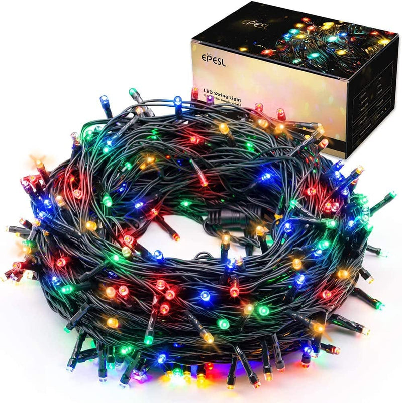 Indoor Christmas Tree Lights - 25M/82Ft 220 LED 8 Modes End-To-End Extendable Plug in Outdoor Waterproof Fairy String Light for Xmas/Wedding/Room/Patio/Home/Inside/Outside Decorations - Multi Color Home & Garden > Lighting > Light Ropes & Strings Epesl Colorful  