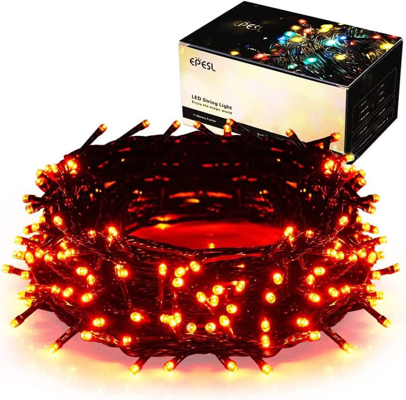 Indoor Christmas Tree Lights - 25M/82Ft 220 LED 8 Modes End-To-End Extendable Plug in Outdoor Waterproof Fairy String Light for Xmas/Wedding/Room/Patio/Home/Inside/Outside Decorations - Multi Color Home & Garden > Lighting > Light Ropes & Strings Epesl Orange  