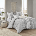 INK+IVY 100% Cotton Comforter Mid Century Modern Design All Season Bedding Set, Matching Shams, Full/Queen(88"x92"), Imani, Ivory Chenille Tufted Accent 3 Piece Home & Garden > Linens & Bedding > Bedding INK+IVY Imani, Gray Chenille Tufted Accent Comforter Set King/Cal King(104"x92")