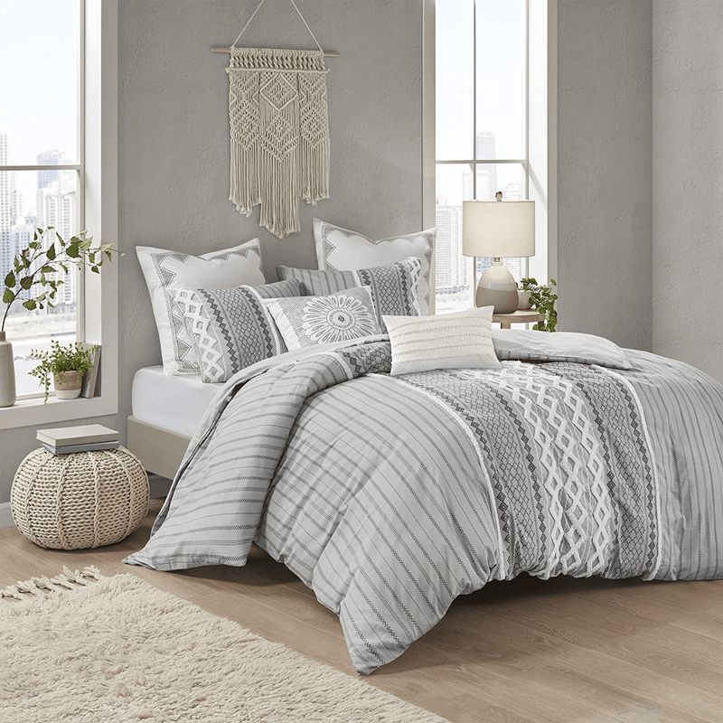 INK+IVY 100% Cotton Comforter Mid Century Modern Design All Season Bedding Set, Matching Shams, Full/Queen(88"x92"), Imani, Ivory Chenille Tufted Accent 3 Piece Home & Garden > Linens & Bedding > Bedding INK+IVY Imani, Gray Chenille Tufted Accent Comforter Set King/Cal King(104"x92")
