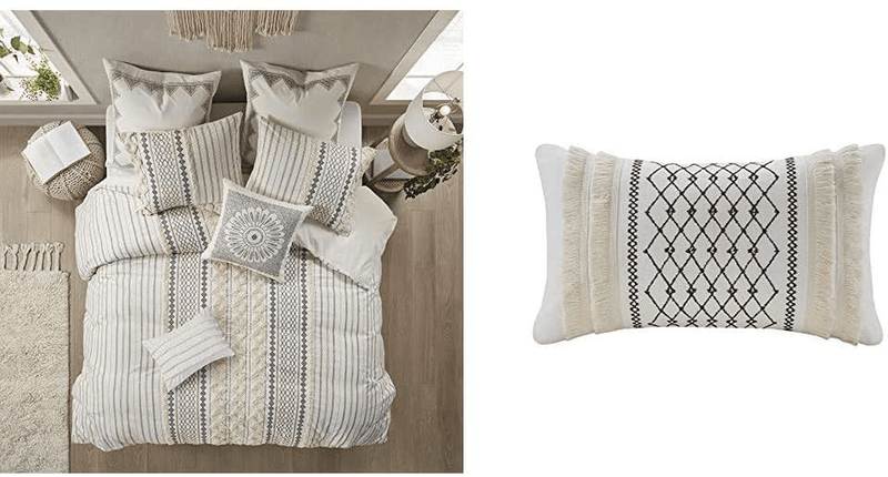 INK+IVY 100% Cotton Comforter Mid Century Modern Design All Season Bedding Set, Matching Shams, Full/Queen(88"x92"), Imani, Ivory Chenille Tufted Accent 3 Piece Home & Garden > Linens & Bedding > Bedding INK+IVY Imani, Ivory Chenille Tufted Accent Bedding Set + Pillow, Imani Ivory King/Cal King(104"x92")