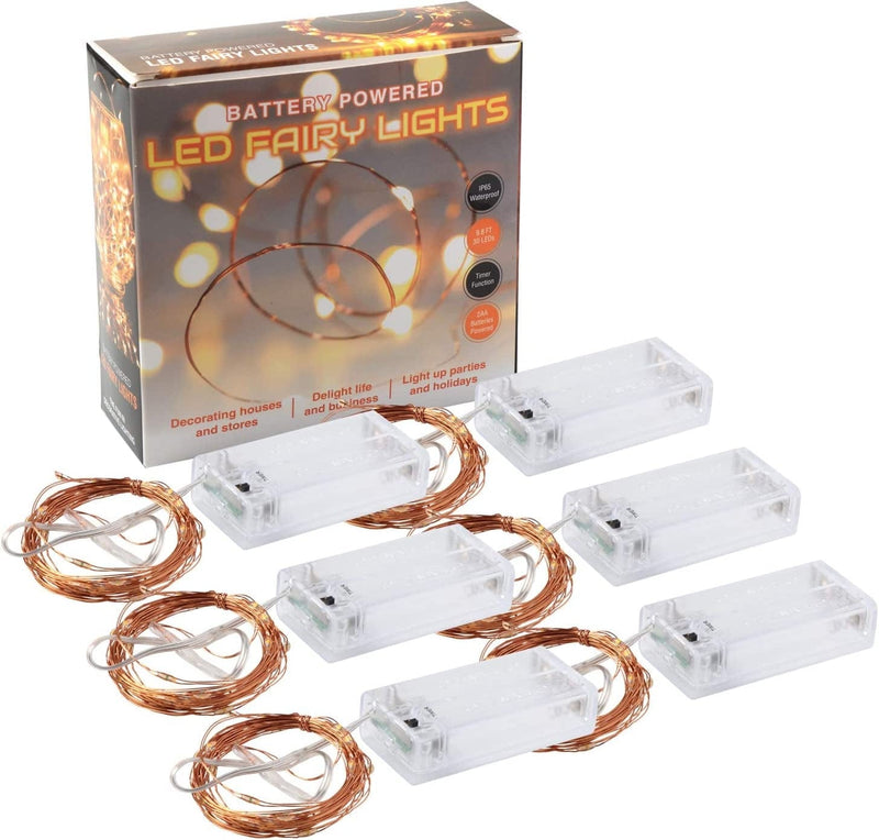 Innotree 6 Pack LED Fairy String Lights Battery Operated with Timer, 10Ft 30Leds Battery Powered Copper Wire Mini Firefly Twinkle Lights for Bedroom, Christmas, Wedding, Party Decoration, Warm White Home & Garden > Lighting > Light Ropes & Strings innotree   