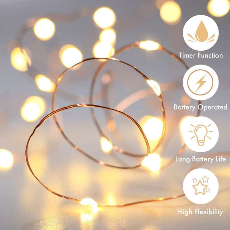 Innotree 6 Pack LED Fairy String Lights Battery Operated with Timer, 10Ft 30Leds Battery Powered Copper Wire Mini Firefly Twinkle Lights for Bedroom, Christmas, Wedding, Party Decoration, Warm White Home & Garden > Lighting > Light Ropes & Strings innotree   