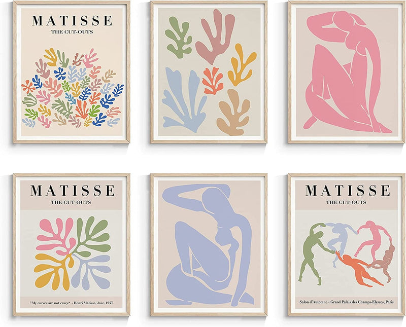 Insimsea Matisse Wall Art Exhibition Poster & Prints, Henri Matisse Posters for Room Aesthetic, Abstract Art Prints UNFRAMED, 8X10In, Set of 6 Home & Garden > Decor > Artwork > Posters, Prints, & Visual Artwork InSimSea Pastel Matisse 8x10 Unframed 