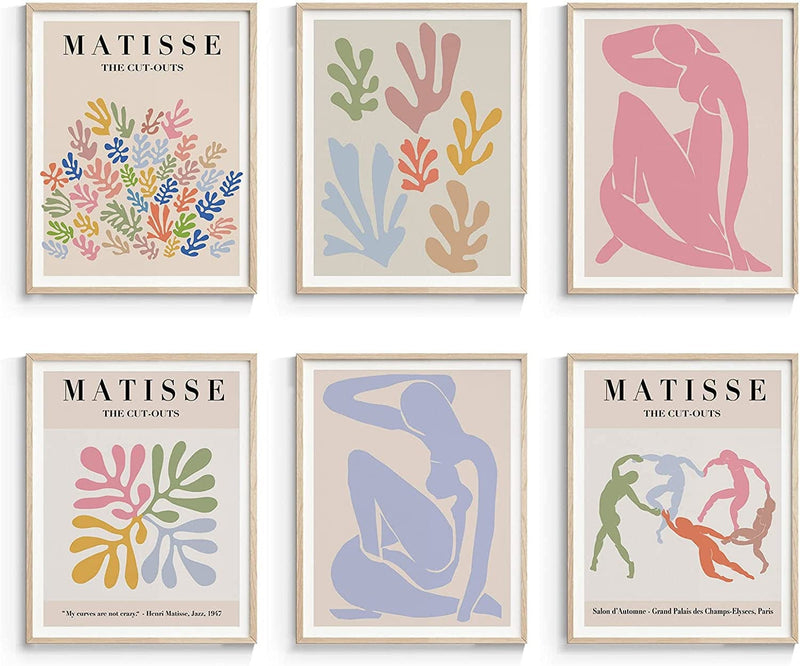 Insimsea Matisse Wall Art Exhibition Poster & Prints, Henri Matisse Posters for Room Aesthetic, Abstract Art Prints UNFRAMED, 8X10In, Set of 6 Home & Garden > Decor > Artwork > Posters, Prints, & Visual Artwork InSimSea Pastel Matisse 11x14 Unframed 
