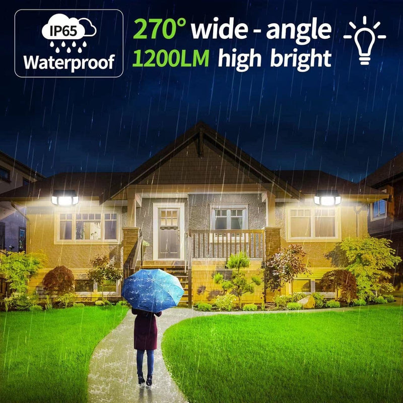 Intelamp Solar Motion Sensor Outdoor Lights 2 Pack Solar Flood Lights Outdoor, High Bright 1200LM Security Lights Adjustable Solar Wall Lights with 3 Modes Used for Patio, Garden, Garage, Porch Home & Garden > Lighting > Flood & Spot Lights intelamp   
