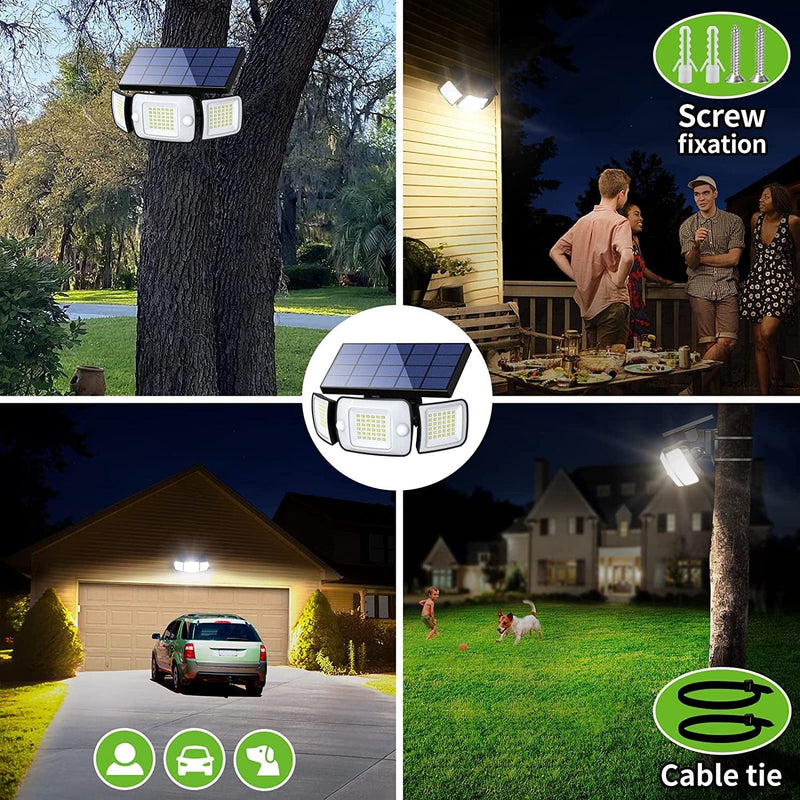 Intelamp Solar Motion Sensor Outdoor Lights 2 Pack Solar Flood Lights Outdoor, High Bright 1200LM Security Lights Adjustable Solar Wall Lights with 3 Modes Used for Patio, Garden, Garage, Porch Home & Garden > Lighting > Flood & Spot Lights intelamp   