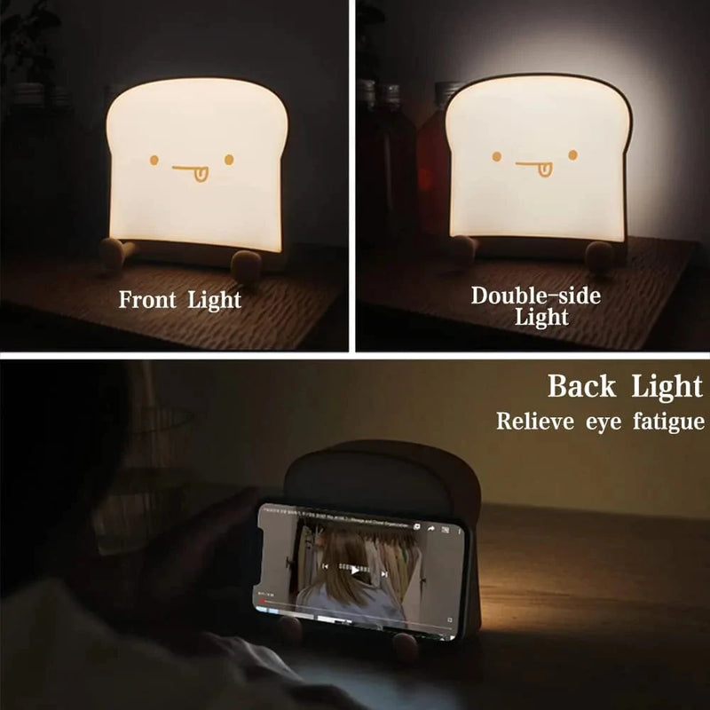 Ipalmay Toast Night Lights, Dimmable Bread Night Lamp USB Rechargeable, Auto-Off Bedside Sleep Lamp with Phone Holder, Cute Birthday Gifts for Girls, Boys, Teens, Friends Home & Garden > Lighting > Night Lights & Ambient Lighting ipalmay   