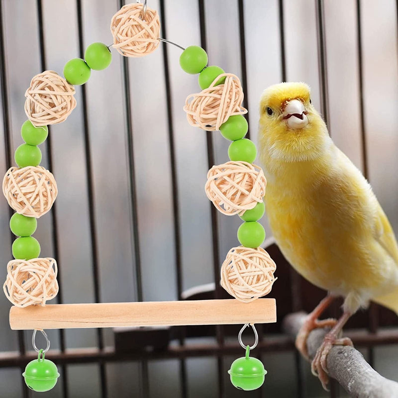 Ipetboom Bird Swing Chewing Toys with Chew Wooden Bird Perch Bird Climbing Toys Bird Cage Accessories for Parrots Cockatiel Lovebird Green Animals & Pet Supplies > Pet Supplies > Bird Supplies > Bird Cages & Stands Ipetboom   