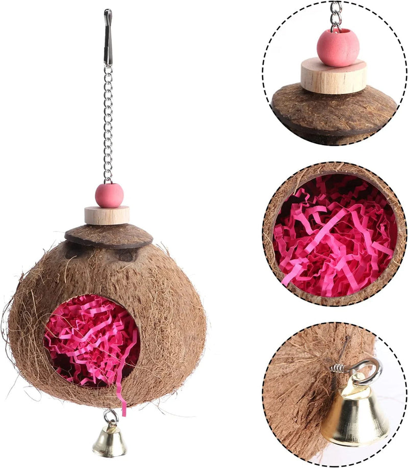 Ipetboom Shell Bird House Natural Fiber Shell Bird Nest Breeding House Bird Hide Swing Toys for Parrot Parakeet Leopard Reptile Cage Accessories Animals & Pet Supplies > Pet Supplies > Bird Supplies > Bird Cages & Stands Ipetboom   