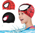 IUTOYYE Swimming Cap 2 Set, Unisex Waterproof Wings Water Sports Hat Pattern Long Hair Hat for Boys Girls Kids Age 3-6 Sporting Goods > Outdoor Recreation > Boating & Water Sports > Swimming > Swim Caps IUTOYYE RED and BLACK  