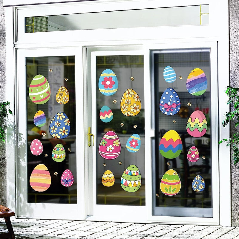 Ivenf Easter Decorations Window Clings Decals Decor, Extra Large Easter Eggs Flowers Party Supplies Gifts, Spring Window Clings Decorations for Kids School Home Office, 6 Sheets 69Pcs Home & Garden > Decor > Seasonal & Holiday Decorations Ivenf   