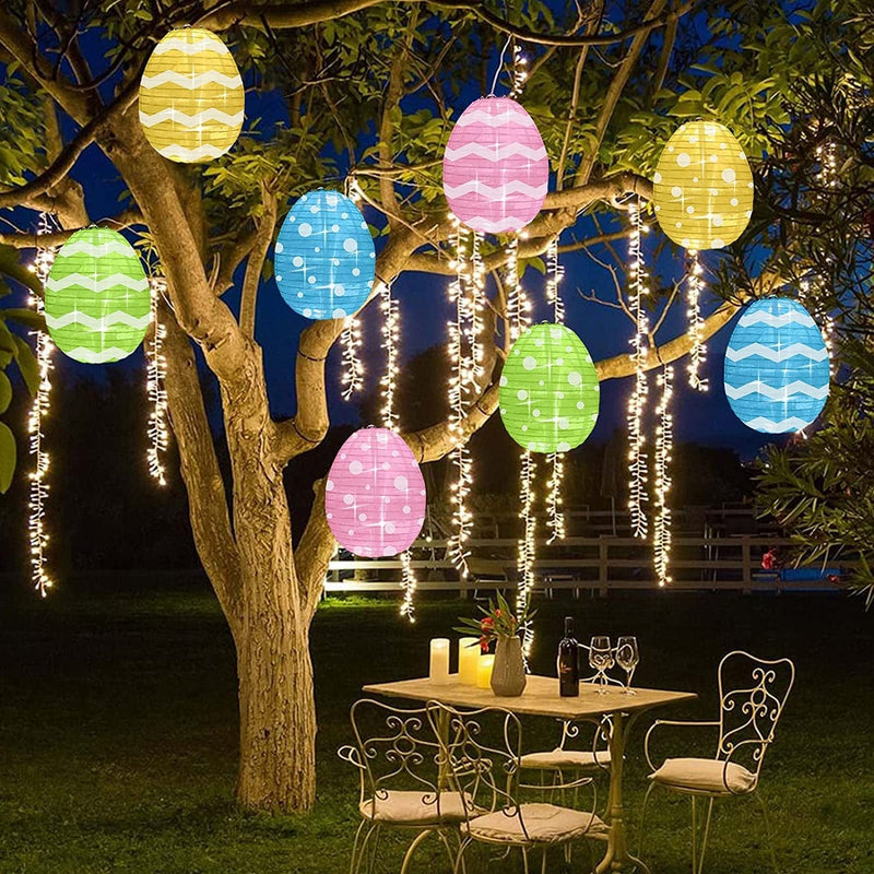 Ivenf Easter Egg String Lights, 19.5Ft 48 Leds Lantern String Lights 8 Pcs, 8 Models Fairy Lights, for Indoor and Outdoor Easter Decorations, Spring Party Holidays Favors Supplies