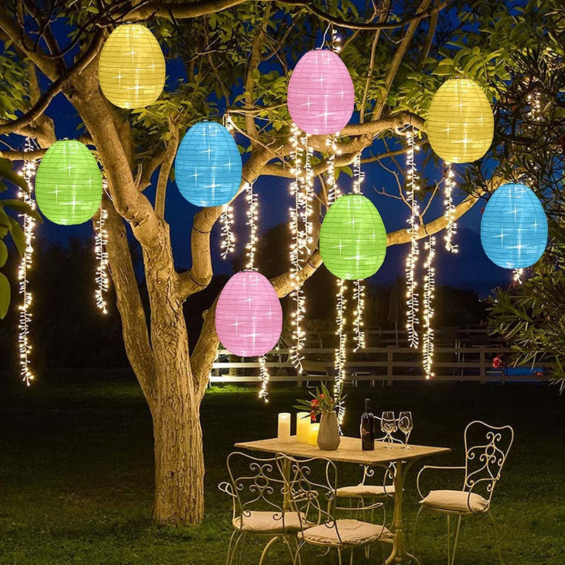 Ivenf Easter Egg String Lights, 19.5Ft 48 Leds Lantern String Lights 8 Pcs, 8 Models Fairy Lights, for Indoor and Outdoor Easter Decorations, Spring Party Holidays Favors Supplies
