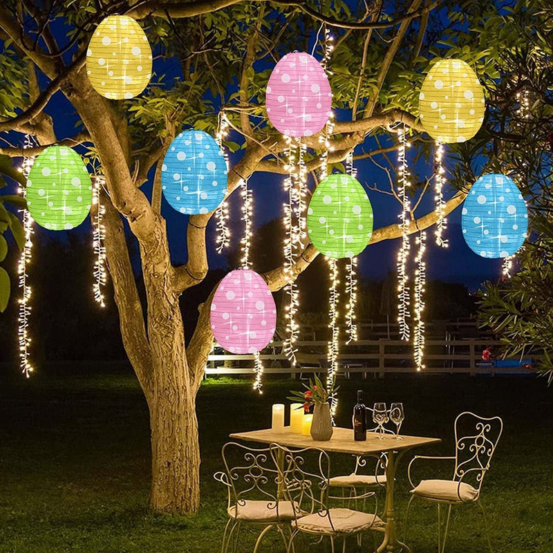 Ivenf Easter Egg String Lights, 19.5Ft 48 Leds Lantern String Lights 8 Pcs, 8 Models Fairy Lights, for Indoor and Outdoor Easter Decorations, Spring Party Holidays Favors Supplies Home & Garden > Decor > Seasonal & Holiday Decorations Ivenf Dot Pattern  