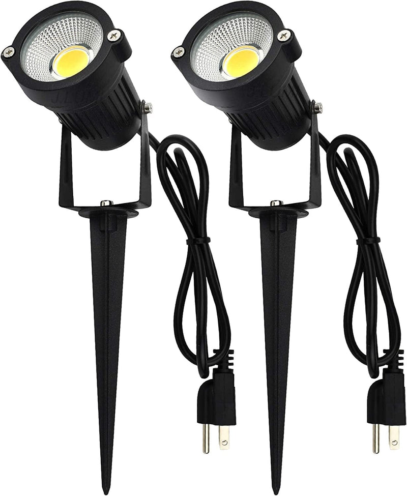 J.LUMI GSS6005 Outdoor LED Spotlights 5W, 120V AC, 3000K Warm, Metal Ground Stake, Outdoor Spotlight for House, 3-Ft Cord with Plug (Pack of 2) Home & Garden > Lighting > Flood & Spot Lights J.LUMI 2 2 pack 