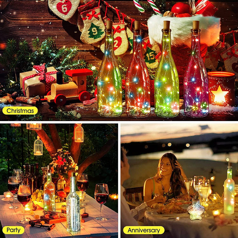 Jamoon Wine Bottle Lights with Cork - Wine Cork Lights 6.6 Feet Silver Wire 20 Leds Fairy Mini String Lights for Christmas Decorations,Diy,Party,Decor,Wedding (Colorful, 36 PCS Replacement Batteries) Home & Garden > Lighting > Light Ropes & Strings Jamoon   
