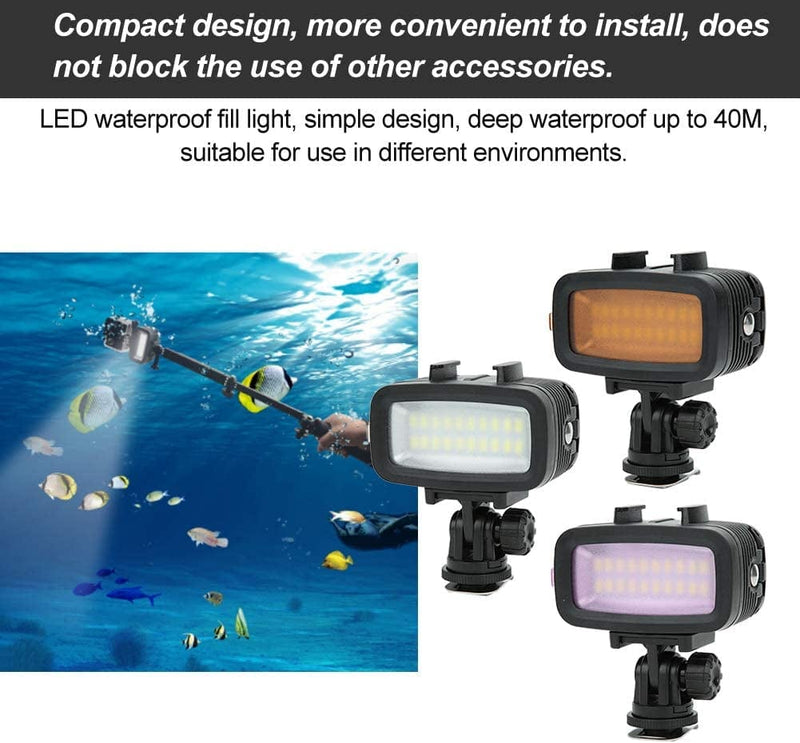 Jeanoko Underwater Fill Light, Convenient Install Waterproof Diving Fill Light High Brightness Compact for Mobile Phones for Photography