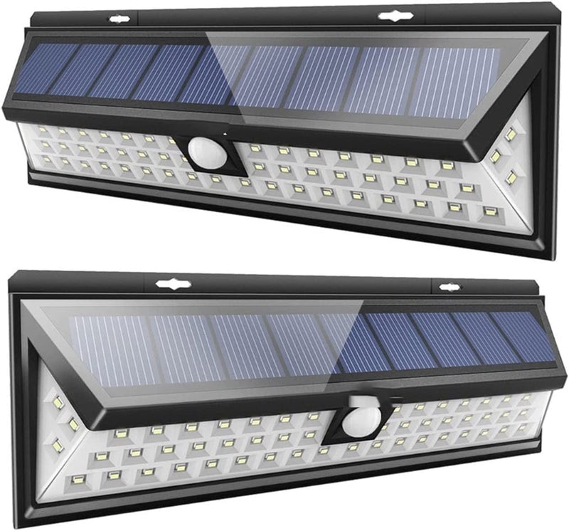 JEMITA 2Pcs 54 LED Solar Lights Outdoor Motion Sensor Human Induction Lamps 3 Lighting Modes Waterproof Solar Powered Wall Lamp