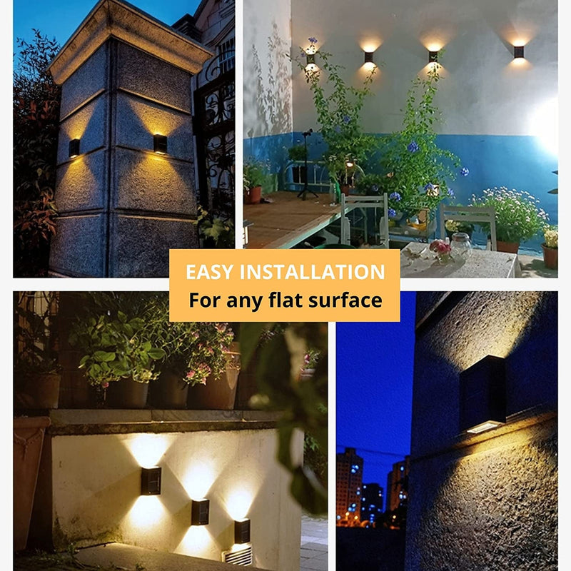 JHBOX Solar Wall Lights Small Fence Lights Solar Powered 2 Pack, up down LED Porch Light, Luces Solares Para Exteriores, Exterior Light Fixture Christmas Lights Holiday Decor ( Warm White Lighting ) Home & Garden > Lighting > Lamps JHBOX   