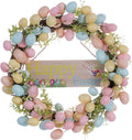 JINGHONG Easter Wreaths for Front Door,15 Inch Artificial Easter Egg Wreath with Happy Easter Sign Colorful Easter Egg Decorations for Easter Front Door Home Decor(Multicolor_1St) Home & Garden > Decor > Seasonal & Holiday Decorations jinghong Multicolor_2nd  