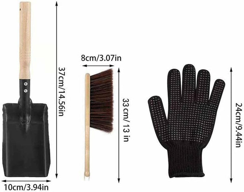 Jkapagzy Fireplace Ash Shovel and Brush with Silicone Gloves for Fireplace Cleaning Home Appliance Tool Cleaner Kit Fireplace Garden Home & Garden > Household Supplies > Household Cleaning Supplies Jkapagzy   